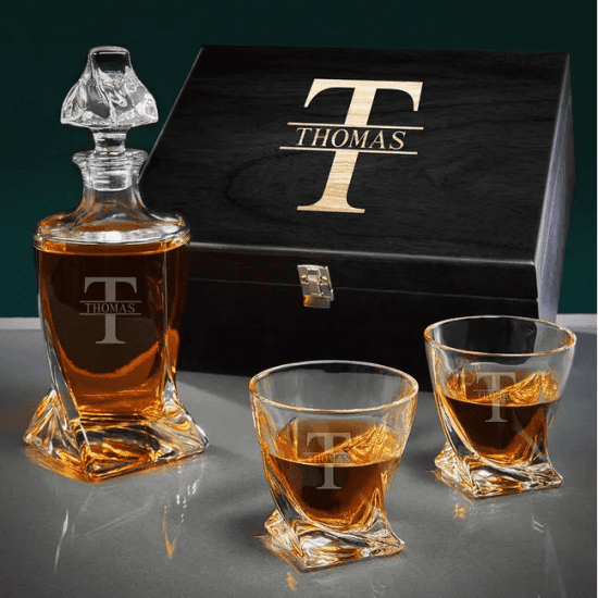 Personalized Twist Glass and Decanter Box Set
