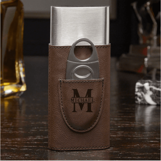 Cigar travel case with cigar cutter attached