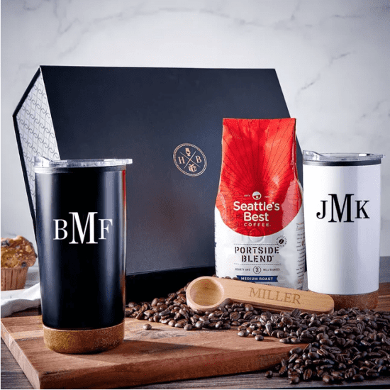 Monogrammed Coffee Gift Basket Ideas for Couples
