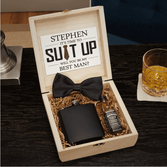 Best Man Proposal Card with Flask and Bow Tie