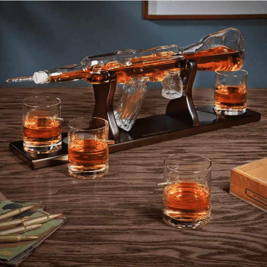 AK-47 Whiskey Decanter Set with Whiskey Glasses