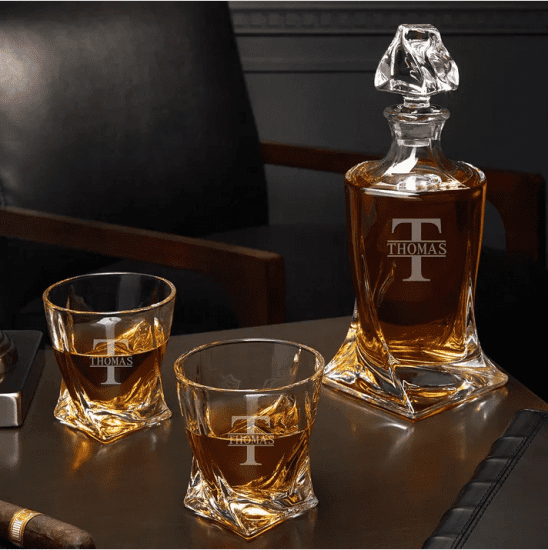 Personalized Twist Decanter and Glasses Set