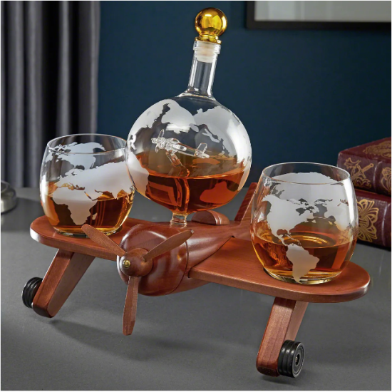 Airplane Decanter Set of First Married Christmas Gifts