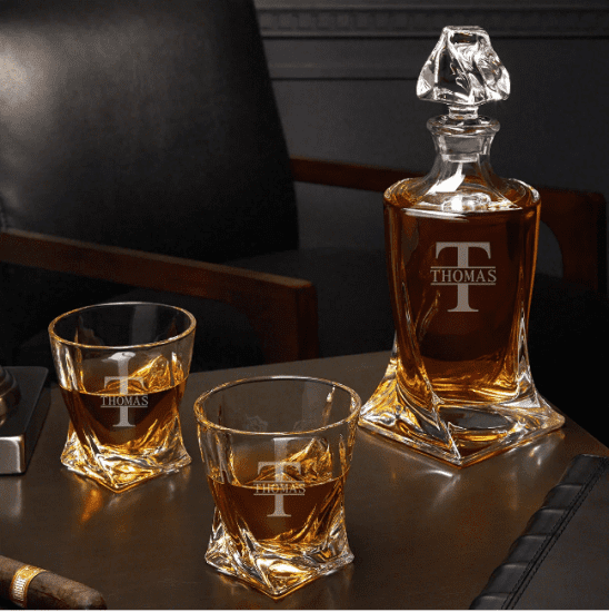 Personalized Twisted Decanter Set of Executive Gifts