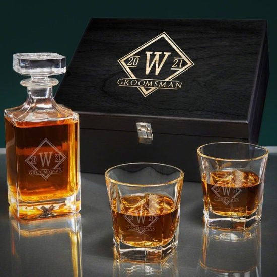 Engraved Bourbon Decanter Set