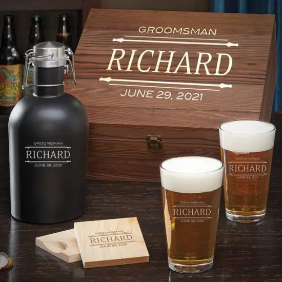Personalized Beer Growler Box Set