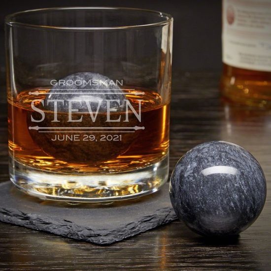Custom Whiskey Glass with Stones are Great Best Man Gifts