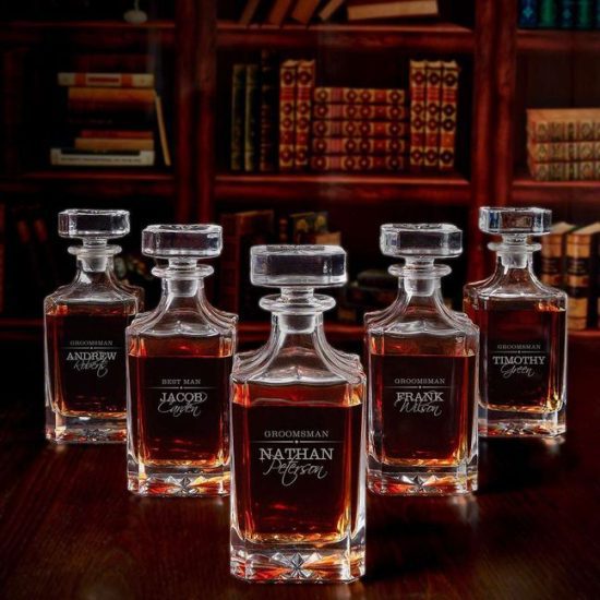 Set of 5 Custom Groomsmen Gifts are Decanters