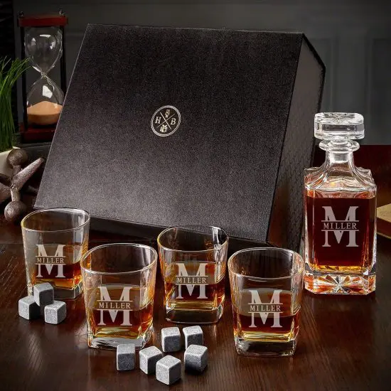 Bourbon Glasses and Decanter Set