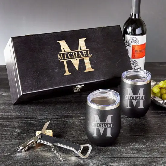 Engraved Anniversary Wine Tumbler Set