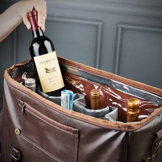 Wine bottle carrier weekender bag for couples