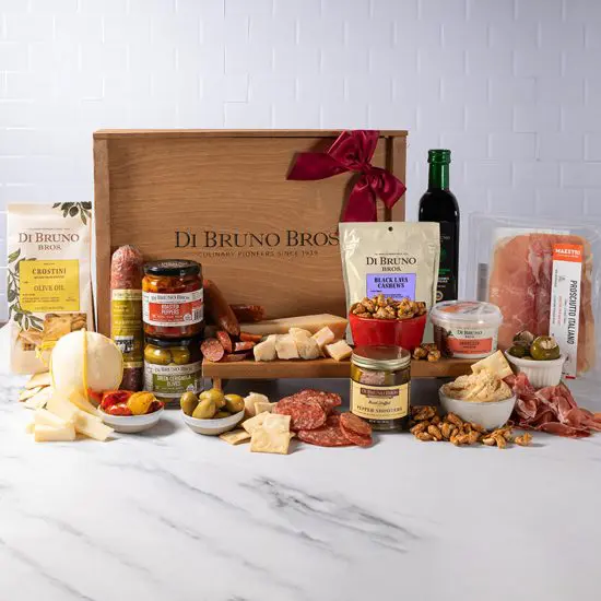 set of meats and Italian food in a anniversary gift box 