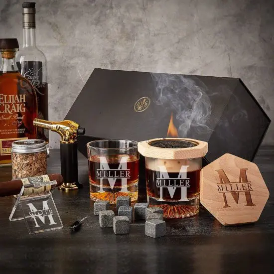 black diamond whiskey smoker and cigar gift set
