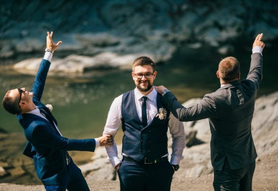 Groomsmen and Groom Having Fun