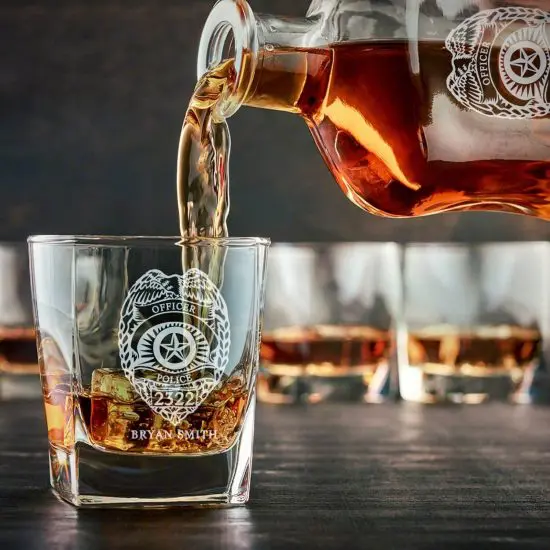 Whiskey pouring into glass