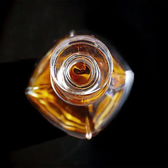 Top view of bourbon decanter