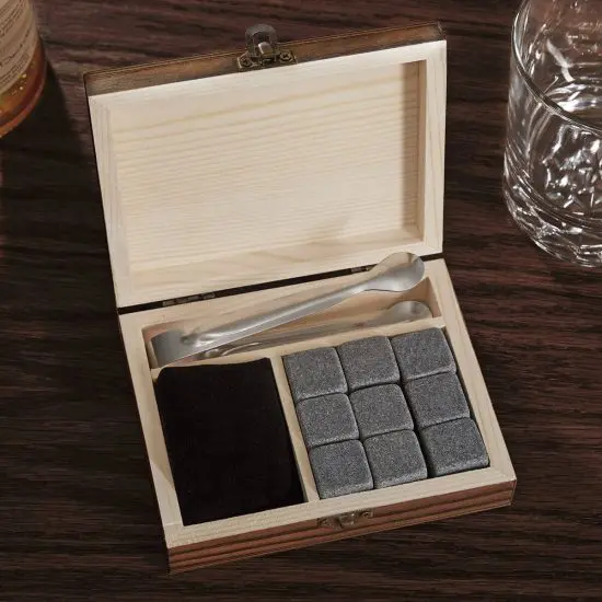 Whiskey stones in cigar gift set box