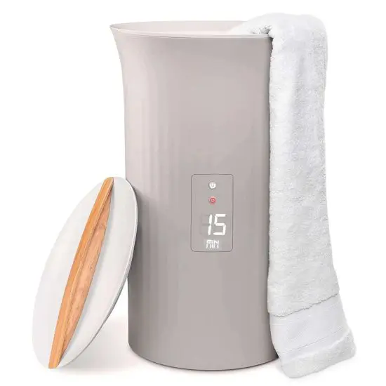 LiveFine towel warmer with towel in it