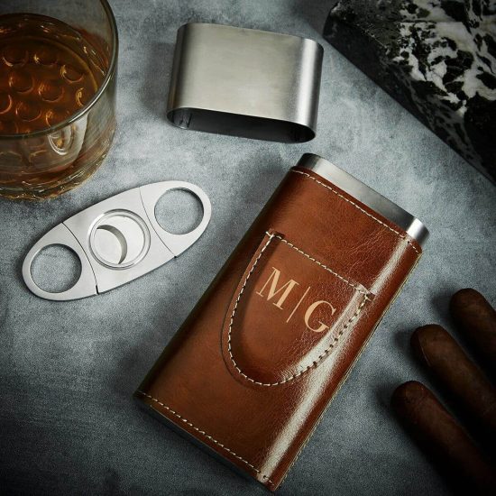 Light brown leather cigar case