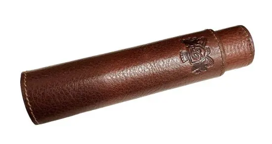 Cigar case tube made out of brown leather