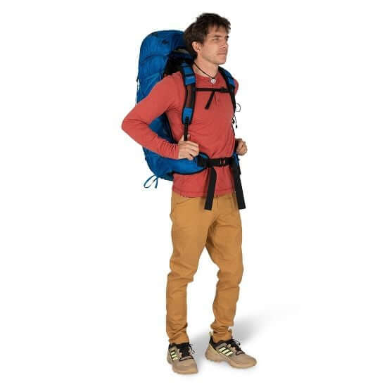 Man wearing 30th birthday gift idea for men hiking backpack