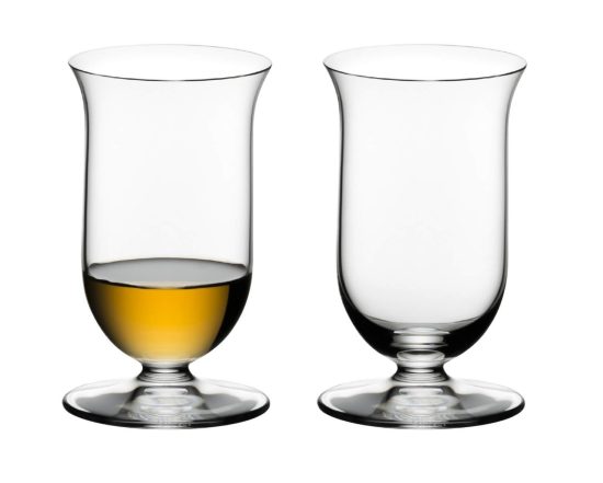 Two Riedel whiskey glasses