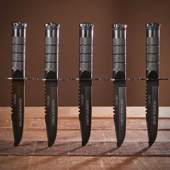 Personalized survival groomsmen knives