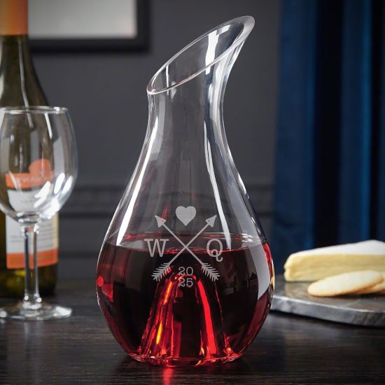Wine decanter with wine inside