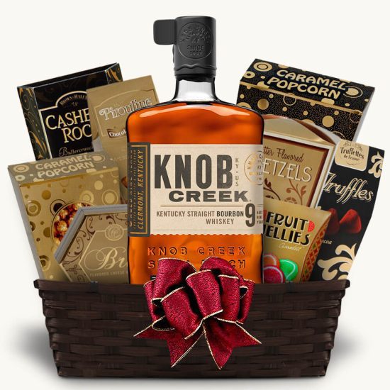 Knob Creek gift basket with snacks