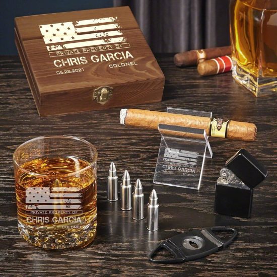 American Heroes custom cigar gift set for military retirees