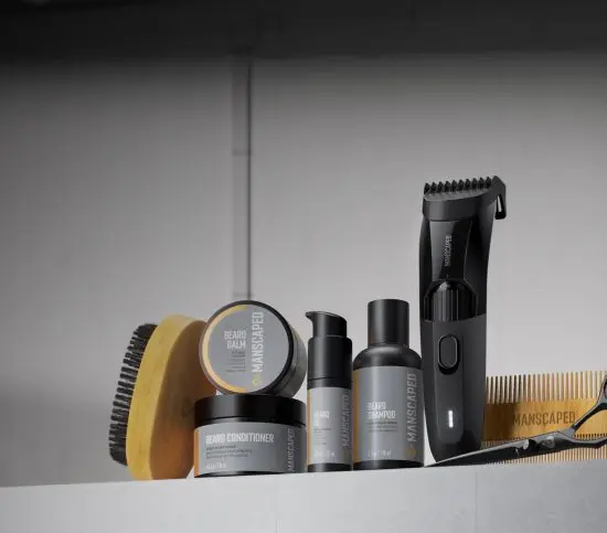 Beard Hedger Pro grooming kit sitting on counter