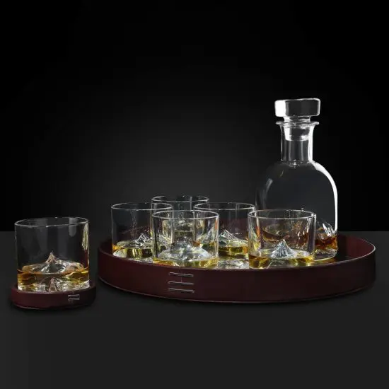 Everest bourbon gift set on stylish tray