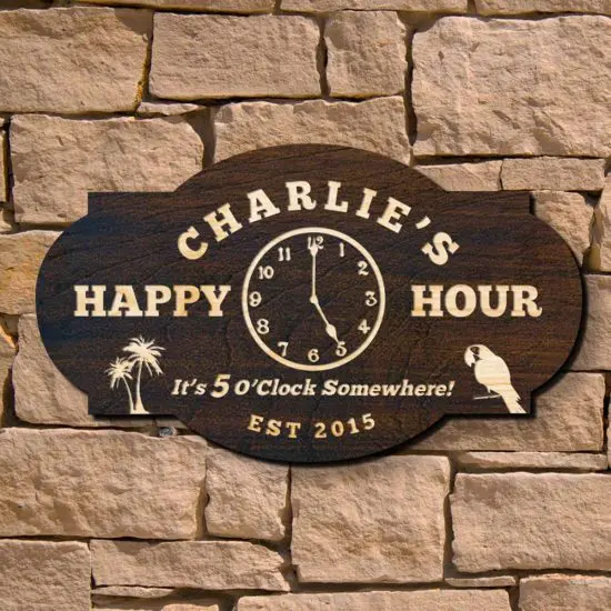 Custom bar sign with functioning clock