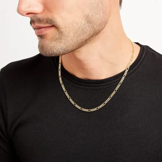 Man wearing 25th anniversary gold chain necklace