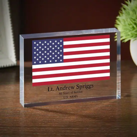 Military retirement acrylic plaque gift