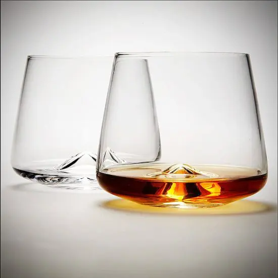 Two aerating whiskey glasses side by side