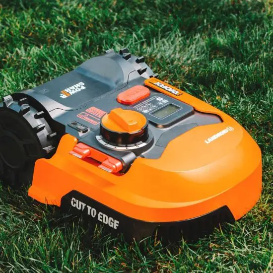 Worx expensive gift for men robot lawn mower on green lawn