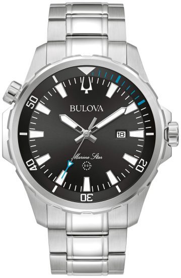Bulova Black Dial Marine Star Watch