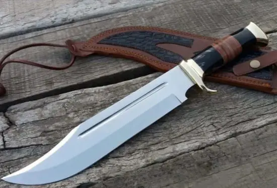 Jim Bowie hunting knife with leather sheath