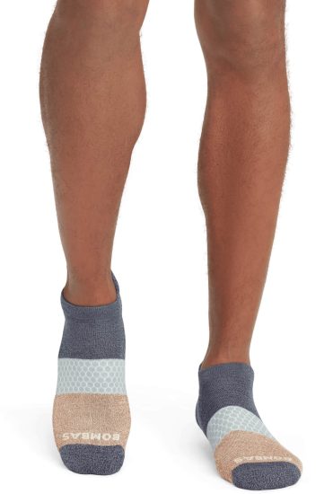 Man wearing tri-color ankle socks