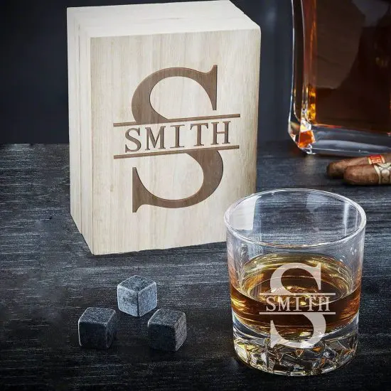 Custom Whiskey Glass Gift Box with Whiskey Stones