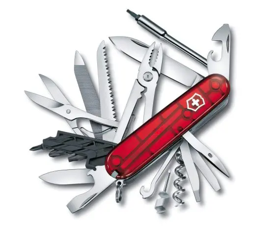 Swiss Army knife fanned out