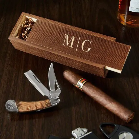 Dual Blade Knife Gift with Monogrammed Box as a Gift for 60 Year Old Man