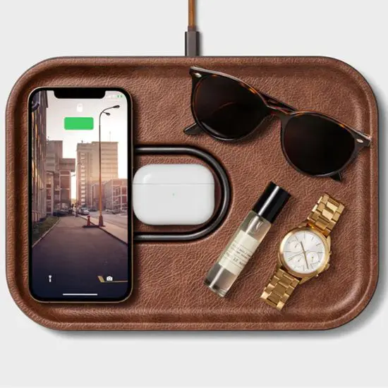 Leather Catchall with Charger