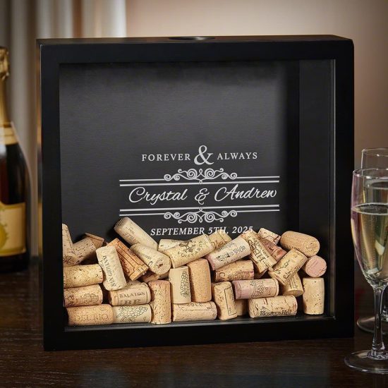 Personalized Wedding & Anniversary Wine Cork Shadow Box