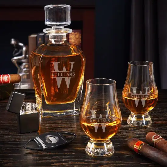 Bourbon Decanter Set with Glencairn Glasses