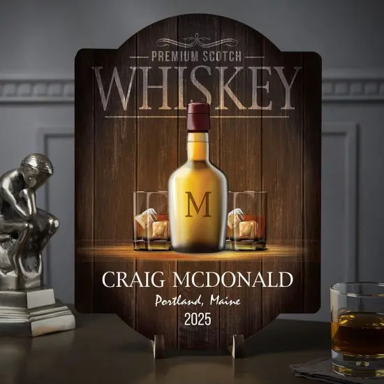 Premium Scotch Whiskey Personalized Wood Bar Sign