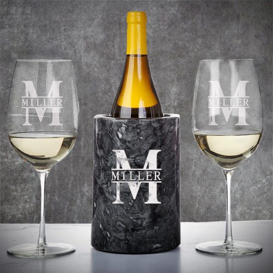 Personalized Marble Wine Chiller as Gift Anniversary Idea for Husband