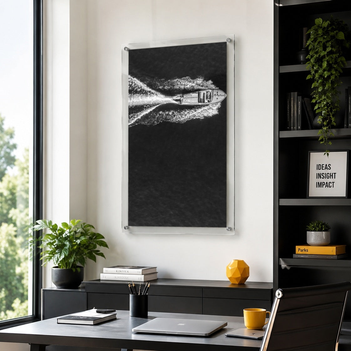 Wake Maker Black & White Acrylic Wall Art Print - Vertical