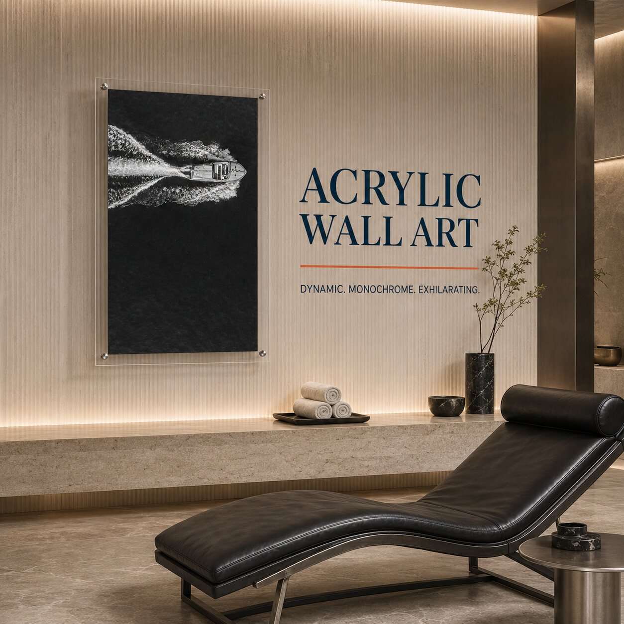 Wake Maker Black & White Acrylic Wall Art Print - Vertical